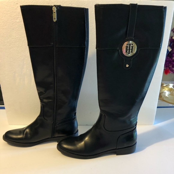 tommy hilfiger tall black boots